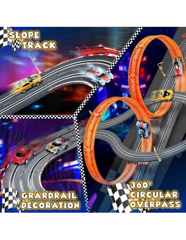 Pista de Carreras de Coches Slot RIANEAN 7.5m con 4 Coches