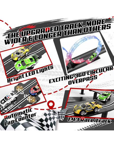 Juego de Pista de Carreras Slot 3 EN 1 Fedonak 7.4m con 4 Coches Juego de Pista de Carreras Slot 3 EN 1 Fedonak 7.4m con 4 Coches