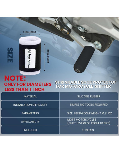 K-Shield 5 Piezas Protector de Zapatos para Motocicleta Negro