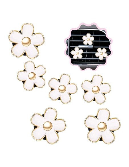 6 Clips de Ventilación Flor Margarita SonFa para Auto Blanco 6 Clips de Ventilación Flor Margarita SonFa para Auto Blanco