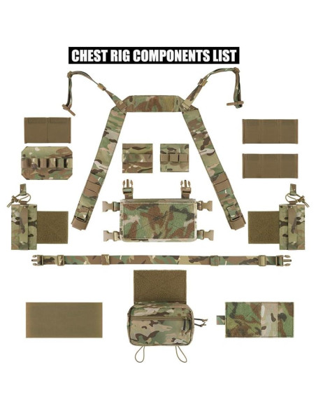 KRYDEX Micro Chest Rig Táctico Nylon 6 Revistas 5.56/7.62 KRYDEX Micro Chest Rig Táctico Nylon 6 Revistas 5.56/7.62