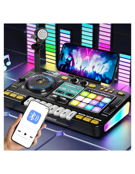 Conjunto de Juguete DJ LZZAPJ con Micrófono y Bluetooth - Negro Conjunto de Juguete DJ LZZAPJ con Micrófono y Bluetooth - Negro