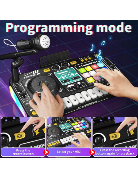 Conjunto de Juguete DJ LZZAPJ con Micrófono y Bluetooth - Negro Conjunto de Juguete DJ LZZAPJ con Micrófono y Bluetooth - Negro