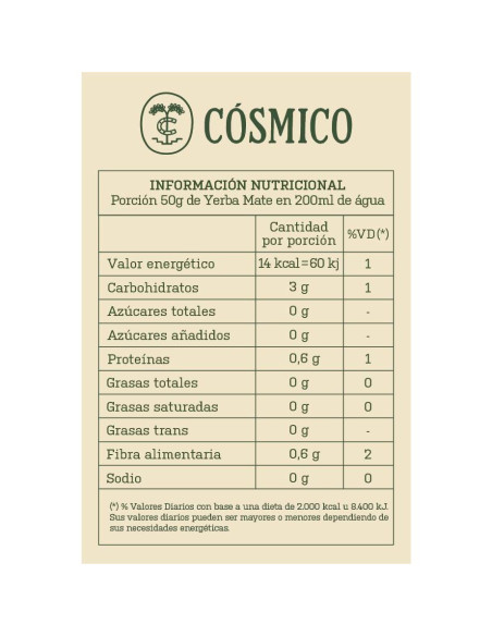 Yerba Mate CÓSMICO Premium 500g - Energía Limpia Sin Gluten Yerba Mate CÓSMICO Premium 500g - Energía Limpia Sin Gluten