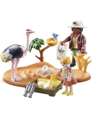 Playmobil Wiltopia Cuidadores de Avestruces Set Ecológico