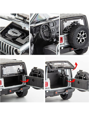 Coche de Juguete BDTCTK Wrangler 1/22 Gris con Luz y Sonido