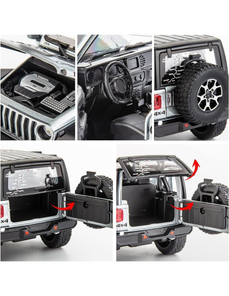Coche de Juguete BDTCTK Wrangler 1/22 Gris con Luz y Sonido Coche de Juguete BDTCTK Wrangler 1/22 Gris con Luz y Sonido