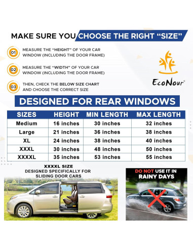Cortinas Solares EcoNour para Ventanas Laterales - Paquete de 2