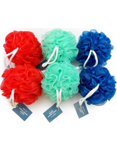 Esponjas de Baño Amazon Basics, Multicolor, Paquete de 6