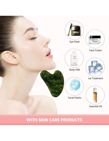 Gua Sha OXT de Jade Natural para Masaje Facial y Corporal