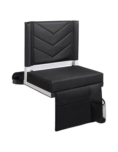 Silla de Estadio Plegable Seaonar con Respaldo y Cojín Negro Silla de Estadio Plegable Seaonar con Respaldo y Cojín Negro