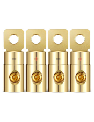 4 Terminales de Anillo 1/0 AWG MorningRo Dorados