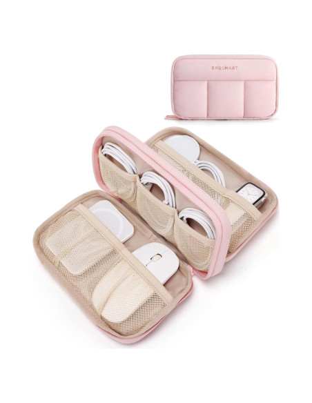 BAGSMART Organizador Electrónico Rosa para Viajes y Cables BAGSMART Organizador Electrónico Rosa para Viajes y Cables