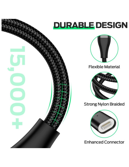 Cable Magnético 3 en 1 YKZ Tipo C 60W 2x1m y 2x1m Cable Magnético 3 en 1 YKZ Tipo C 60W 2x1m y 2x1m