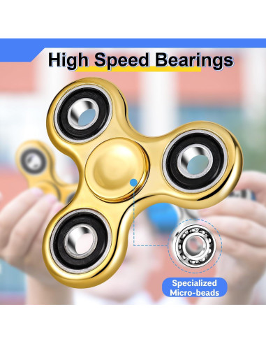 2 Piezas Spinners Antiestrés Oro y Plata para Adultos y Niños