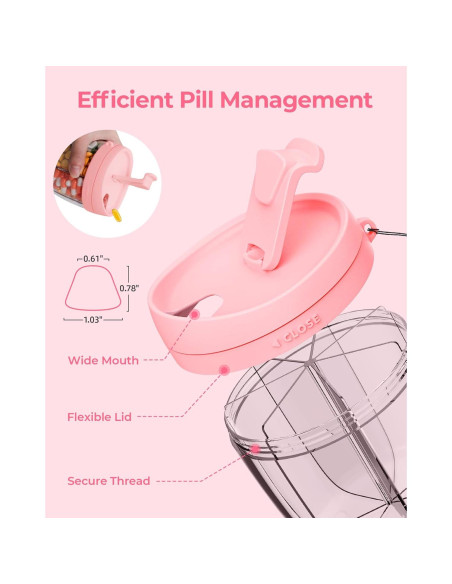 Dispensador de Pastillas AMOOS Rosa con 7 Compartimentos Dispensador de Pastillas AMOOS Rosa con 7 Compartimentos