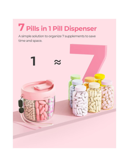 Dispensador de Pastillas AMOOS Rosa con 7 Compartimentos Dispensador de Pastillas AMOOS Rosa con 7 Compartimentos