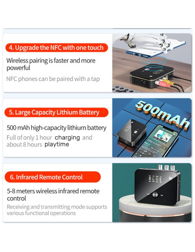Receptor Transmisor Bluetooth PONYBRO M8 Hi-Fi 2 en 1