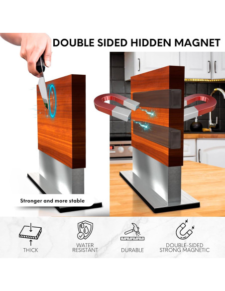 Bloque Magnético para Cuchillos FOSSTA - Madera Acacia y Acero Bloque Magnético para Cuchillos FOSSTA - Madera Acacia y Acero