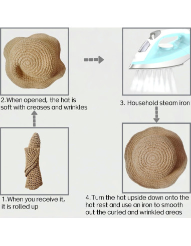 Sombrero de Playa de Paja para Mujeres - Ganchillo Hecho a Mano
