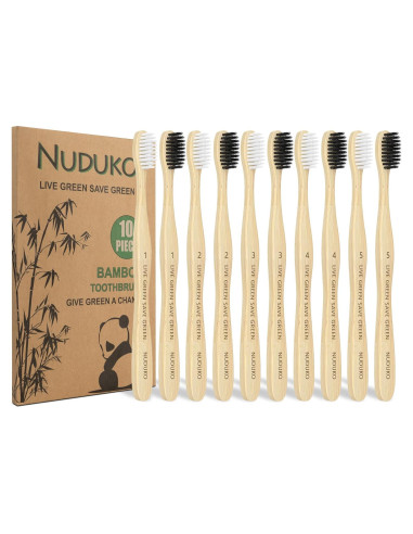 Cepillos de Dientes de Bambú Ecológicos NUDUKO - Paquete de 10