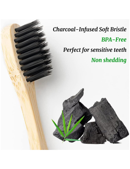 Cepillos de Dientes de Bambú Ecológicos NUDUKO - Paquete de 10 Cepillos de Dientes de Bambú Ecológicos NUDUKO - Paquete de 10
