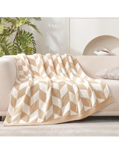 Manta Snuggle Sac Beige Chevron 127x152 cm Microfibra Suave