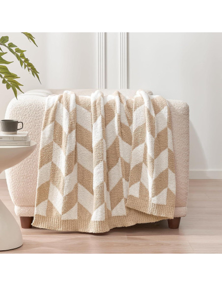 Manta Snuggle Sac Beige Chevron 127x152 cm Microfibra Suave Manta Snuggle Sac Beige Chevron 127x152 cm Microfibra Suave