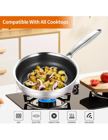 Sartén Pequeña DELARLO de Acero Inoxidable 14 cm Apta para Horno