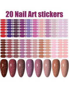 Wokoto 20 Hojas de Pegatinas de Esmalte de Uñas Brillantes 2