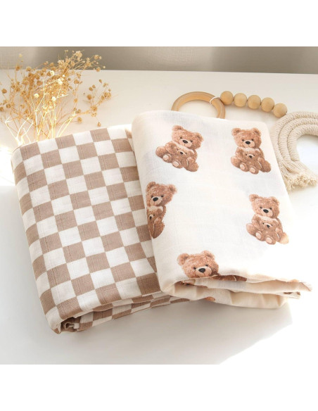Manta de Muselina LifeTree 120x120 cm Oso y Cuadros Unisex Manta de Muselina LifeTree 120x120 cm Oso y Cuadros Unisex