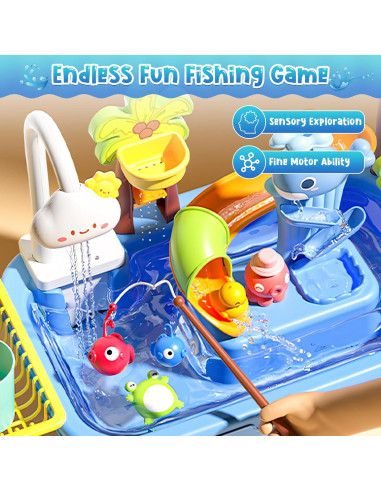 Mesa de Agua para Niños Kirntcoy 4 en 1 Azul