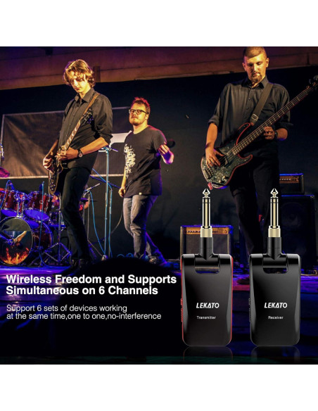 Sistema Inalámbrico de Guitarra LEKATO 2.4GHz 6 Canales Negro Sistema Inalámbrico de Guitarra LEKATO 2.4GHz 6 Canales Negro