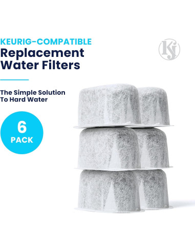 Filtros de Agua de Carbón K&J para Cafeteras Keurig - Paquete de 6