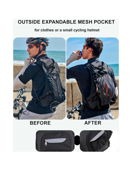 Mochila de Senderismo PELLIOT 15L Negra Expandible Unisex Mochila de Senderismo PELLIOT 15L Negra Expandible Unisex