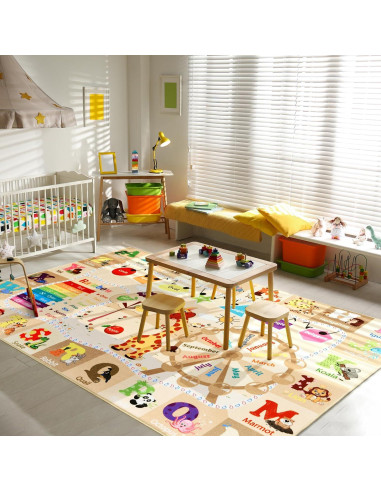 Alfombra Educativa Beige B BENRON 3x5 Pies Antideslizante