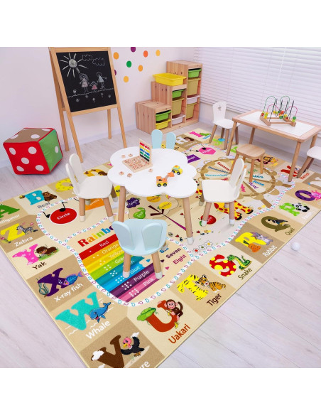 Alfombra Educativa Beige B BENRON 3x5 Pies Antideslizante Alfombra Educativa Beige B BENRON 3x5 Pies Antideslizante