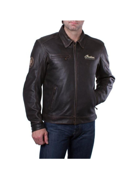 Chaqueta de Cuero Clásica para Hombre Indian Motorcycle Marrón Chaqueta de Cuero Clásica para Hombre Indian Motorcycle Marrón