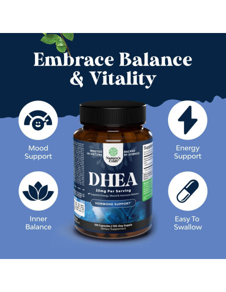 Suplemento DHEA 25mg Natures Craft - Equilibrio Hormonal 120 Cápsulas Suplemento DHEA 25mg Natures Craft - Equilibrio Hormonal 120 Cápsulas
