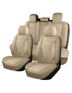 Fundas de Asiento de Coche HChengkikz Juego Completo Beige