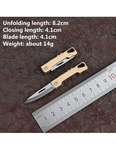 Cuchillo de bolsillo KUNSON plegable latón EDC 4.1cm hoja