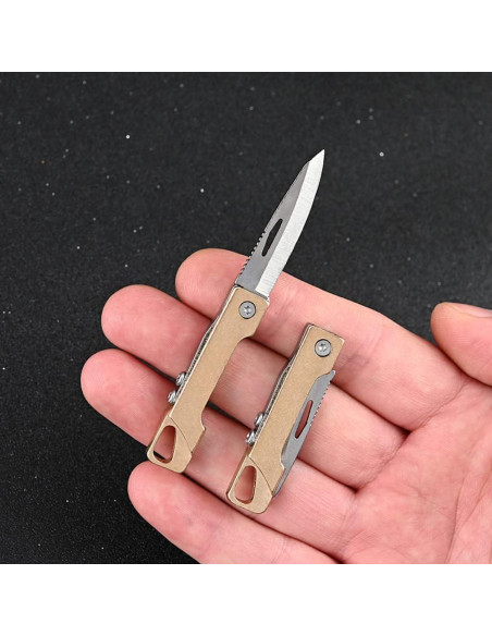 Cuchillo de bolsillo KUNSON plegable latón EDC 4.1cm hoja Cuchillo de bolsillo KUNSON plegable latón EDC 4.1cm hoja