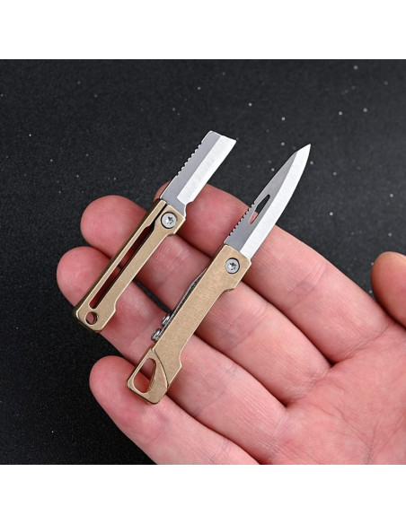 Cuchillo de bolsillo KUNSON plegable latón EDC 4.1cm hoja Cuchillo de bolsillo KUNSON plegable latón EDC 4.1cm hoja