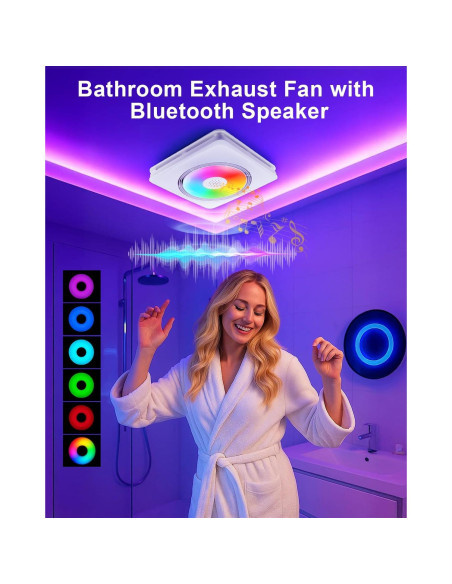 Ventilador de Baño GROWNEER con Altavoz Bluetooth 160 CFM Ventilador de Baño GROWNEER con Altavoz Bluetooth 160 CFM