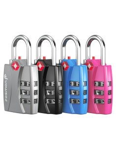 Candados de Equipaje TSA Fosmon - Paquete de 4, Combinación 3 Dígitos