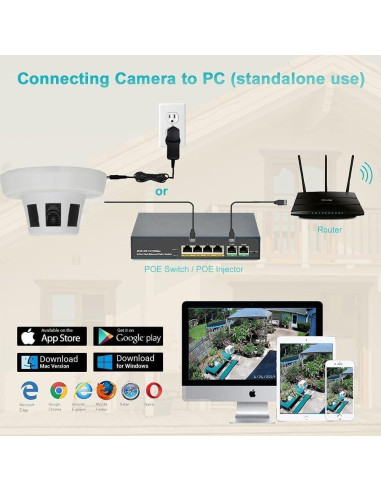 Cámara IP PoE 8MP Real HD 4K Vigilancia Interior
