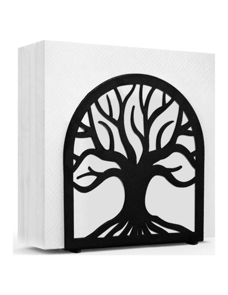 Porta Servilletas de Metal Negro Árbol de la Vida HAYLILUYOO Porta Servilletas de Metal Negro Árbol de la Vida HAYLILUYOO
