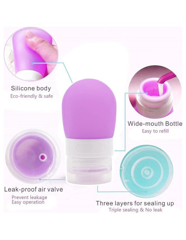 Botellas de Viaje de Silicona Mziart 38.4 ml - Paquete de 3