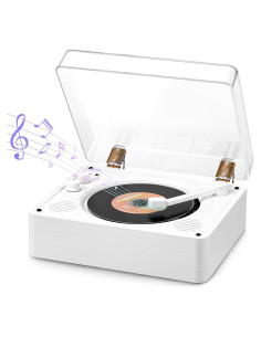 Reproductor de CD Retro Vangoa Blanco con Bluetooth y AUX