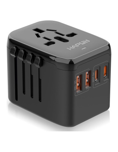 Adaptador de Viaje Universal HAPOW 20W 2 USB-C 2 USB-A Negro